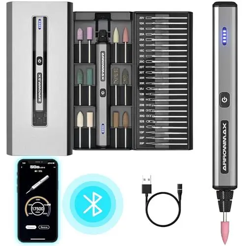 Produktbild: ARROWMAX Kabelloses Mini-Drehwerkzeug, Bluetooth, App, magnetische Aufladung, CNC-Aluminiumgehäuse, Schleifen, Polieren, Ätzen, Gravieren, Basteln (SGS MINI）