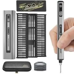 Produktbild: ARROWMAX Mini-Elektroschrauber, 60-in-1 Präzisions-Elektroschrauber-Set mit magnetischen Bits, 5 Drehmomentmodi, Akku-Schraubendreher-Reparatur-Werkzeug-Set für Telefon, Uhr, Laptop (SES NANO PLUS)