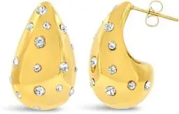 Produktbild: ARS-ARGENTI Ohrringe Waterdrop Luxus mit Billantapplikation 750 vergoldet 18K Schmuck Geschenk Damen Mädchen 26 mm statement extravagant hochwertig edel hypoallergen