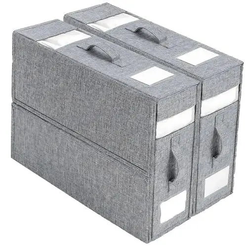 Produktbild: Arsey 2 Stück Bettwäsche Aufbewahrung Bettlaken Organizer Aufbewahrungstasche mit Sichtfenster Faltbarer Flache Aufbewahrungsboxen Unterbett Aufbewahrungsbox für Bettdecken Kleidung, Grau