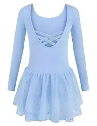 Produktbild: Arshiner Ballettkleider Mädchen Langarm Ballettkleidung Baumwolle Glitzer Tanzkleid Ballettanzug Kinder Balletttrikot mit Tüllrock