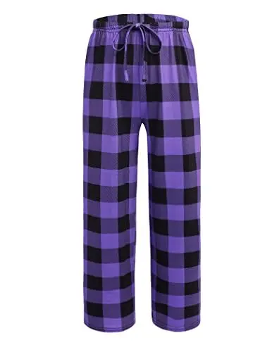 Produktbild: Arshiner Jungen Schlafanzughose Lang Kariert Pyjamahose Kinder Elastische Taille Freizeithose mit 2 Taschen Schlafanzüghosen für Jungen & Mädchen 7-8 Jahre