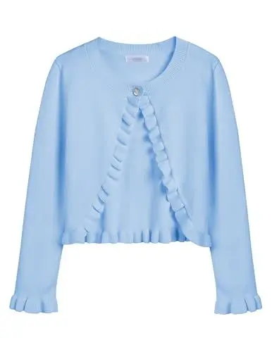 Produktbild: Arshiner Kinder Bolero Schulterjacke Jäckchen Mädchen Bolero Jacke Festlich Langarm zum Kommunionkleid Taufkleid Blau 130