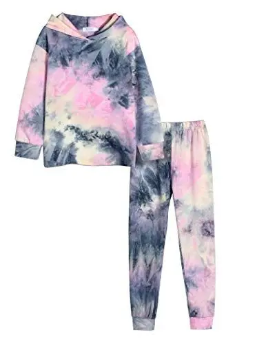 Produktbild: Arshiner Mädchen Bekleidungssets Batik Kinder Hoodie mit Hose Set Leichtgewicht Freizeit Trainingsanzug Mode Kleidung Set für Mädchen 7-8 Jahre