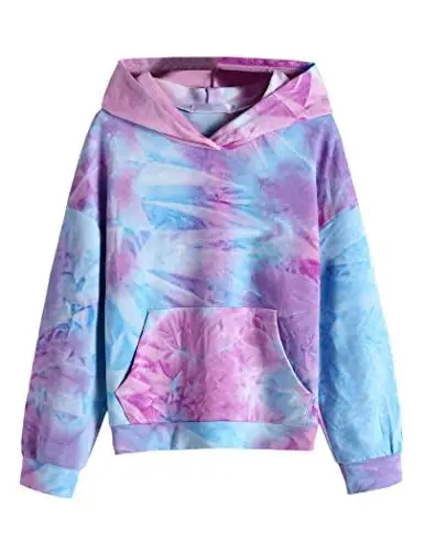 Produktbild: Arshiner Mädchen Hoodie Batik Kinder Pullover Freizeit Mode Sweatshirt mit Kapuze Herbst Winter Langarm Kapuzenpullover für Mädchen 11-12 Jahre 150
