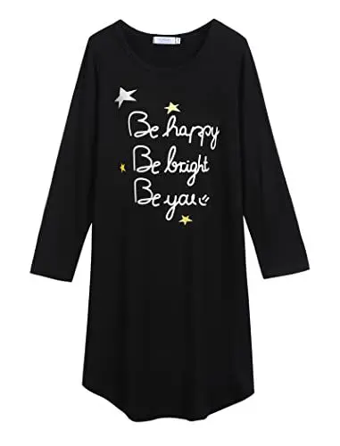 Produktbild: Arshiner Mädchen Nachthemd Langarm Kinder Nachtkleid mit Niedlichen Prints Schlafanzug Kleid Nightdress für Mädchen 7-8 Jahre