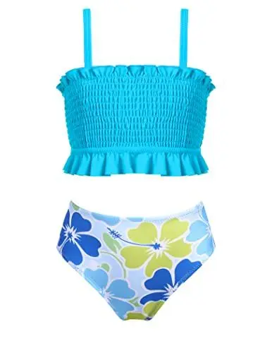 Produktbild: Arshiner Mädchen Bikini Set Sommer Badeanzüge Kinder Verstellbare Träger Tankini Mit Eleganten Falten Bademode Bikinis für Mädchen 5-13 Jahre 122