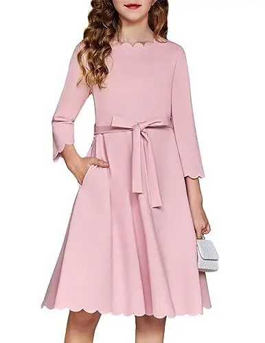 Produktbild: Arshiner Mädchenkleid Prinzessin Herbst Elegant Festliches Kinder Kleid Festzug Kleider Hochzeit Partykleid Cocktailkleid Rosa 140