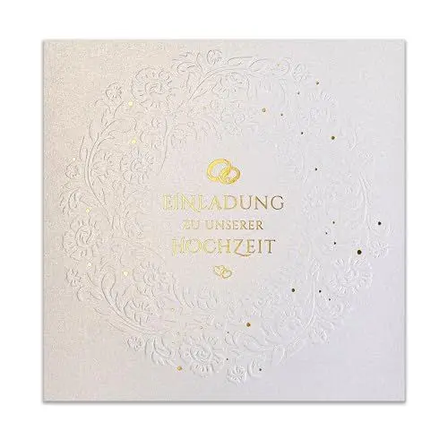 Produktbild: ART NUVO HOCHZEITSEINLADUNGEN - SATZ 20 St., 135x135mm MIT BEDRUCKBAREN EINLAGEN UND UMSCHLÄGEN FÜR HOCHZEIT – FARBIGE, METALLISCHE FOLIE, GEPRESSTES MUSTER AUF METALLICPAPIER