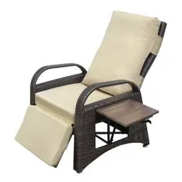 Produktbild: ART TO REAL Relaxsessel mit Liegefunktion gartenmöbel wetterfest,Positionen Höhenverstellbarer Relaxliege Garten,Liegestuhl Balkon Garten Rattan Sessel aus handgewebtem PE-Geflecht,Khaki