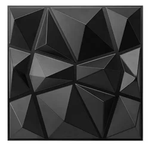 Produktbild: Art3d 33 Stück 3D Wandpaneele Diamant 30 x 30 cm matt schwarz, Hochsteifes PVC, Dauerhaft, Nicht Verformbar, Wasserfest, Hitzebeständig, Geruchsneutral