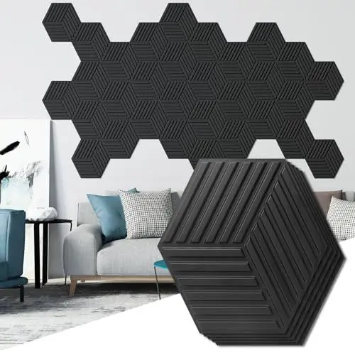 Produktbild: Art3d 33 Stück 3D Wandpaneele PVC Wandverkleidung 3d paneele gaming wandpaneele Schwarz Innenwanddekoration Wohnzimmer Schlafzimmer TV-Wandhintergrund 30x30cm