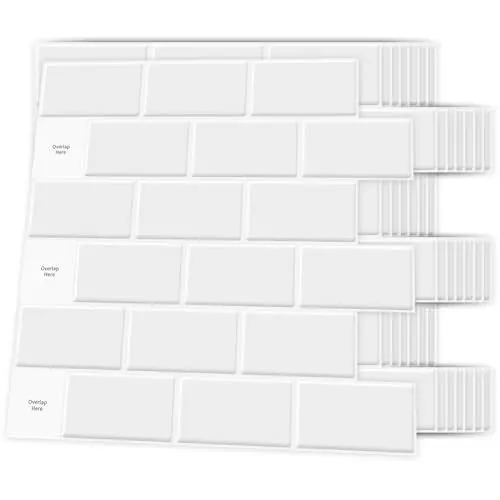 Produktbild: Art3d Keramikfliesen Metro Fliesen Selbstklebend fliesenaufkleber klebefliesen küche 3d Wandpaneele Weiß 30 x 30cm