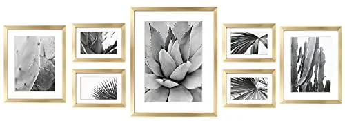 Produktbild: ArtbyHannah Bilderrahmen Gold 7er Set Verschiedene Größen, Bilder Botanischer mit Rahmen, 1 STK.28x36 cm, 2 STK. 20 x 25 cm, 4 STK. 13 x 18 cm Poster Kunstdrucke, vatertagsgeschenk für papa