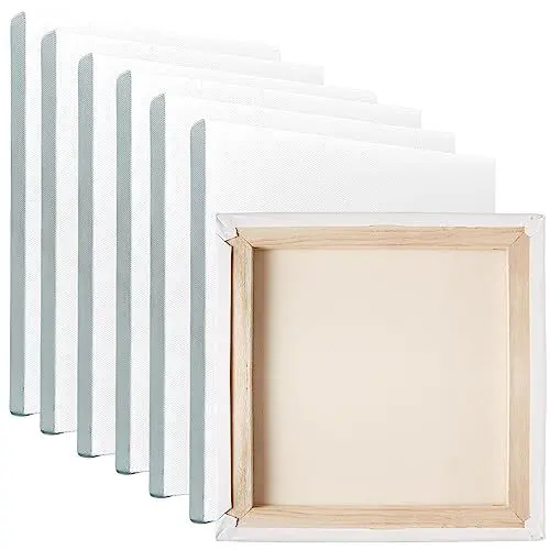 Produktbild: artdee® Keilrahmen 6 Stück (20 x 20 cm) – Kreative Leinwand für deine Kunstwerke – Leinwand zum Bemalen aus 100% Baumwolle für Acryl-, Öl-, Tempera- und Gouache-Farben