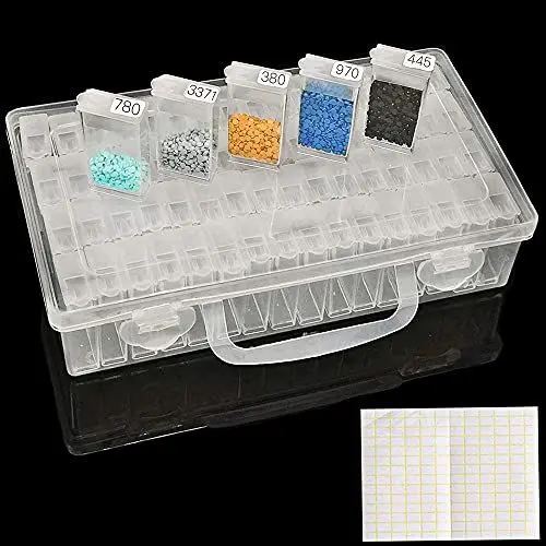 Produktbild: ARTDOT Diamond Painting Aufbewahrungsbox, 64 Stück 5D Diamond Painting Zubehör Box mit Stickers