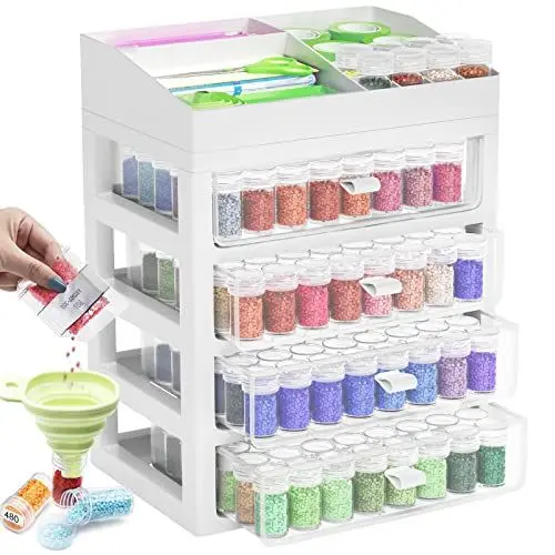 Produktbild: ARTDOT Diamond Painting Zubehör Boxen, 192 Stück 5D Diamant Painting Bilder Aufbewahrungsbox mit Koffer Trichter Stickers