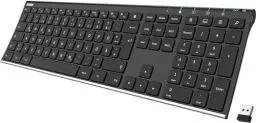 Produktbild: Arteck Kabellose Tastatur, Deutsches QWERTZ Layout Edelstahl Wiederaufladbare USB Anschluss 2,4 GHz Kabellos Tastatur mit Multimedia, Kompatibel mit PC, Computer, Notebook, Laptop, Windows 11, 10, 8