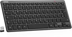 Produktbild: Arteck Kabellose Tastatur, Deutsches QWERTZ Layout Kompakte USB 2,4 GHz Mini Kabellos Tastatur mit Multimedia-Tasten, Kompatibel mit PC, Notebook, Laptop, Windows 11, 10, 8 Schwarz