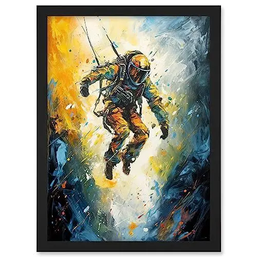Produktbild: Artery8 Base Jumping Between Cliffs Sunrise Action Shot Artwork Framed A3 Wall Art Print