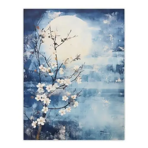 Produktbild: Artery8 Flowering Almond Tree Misty Morning Sun Landscape Extra Large XL Wall Art Poster Print