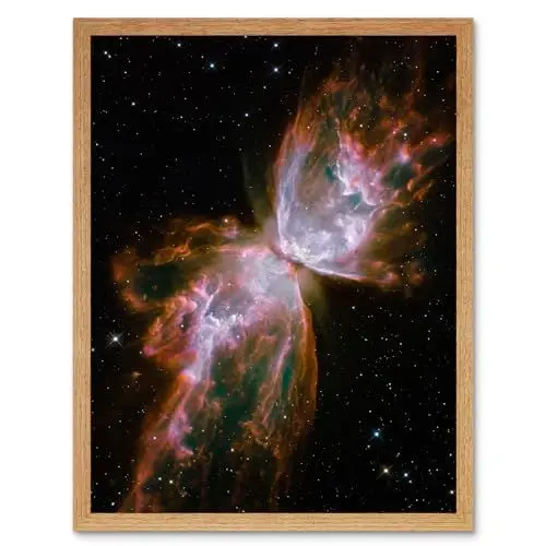 Produktbild: Artery8 Hubble Space Telescope Image Celestial Butterfly Emerges From Stellar Demise In Planetary Nebula NGC 6302 Red Glow Dying Star In Milky Way Galaxy Art Print Framed Poster Wall Decor 12x16 inch