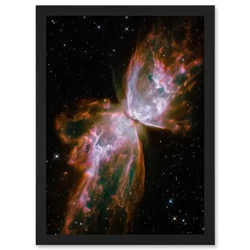 Produktbild: Artery8 Hubble Space Telescope Image Celestial Butterfly Emerges from Stellar Demise In Planetary Nebula NGC 6302 Red Glow Dying Star In Milky Way Galaxy Artwork Framed A3 Wall Art Print