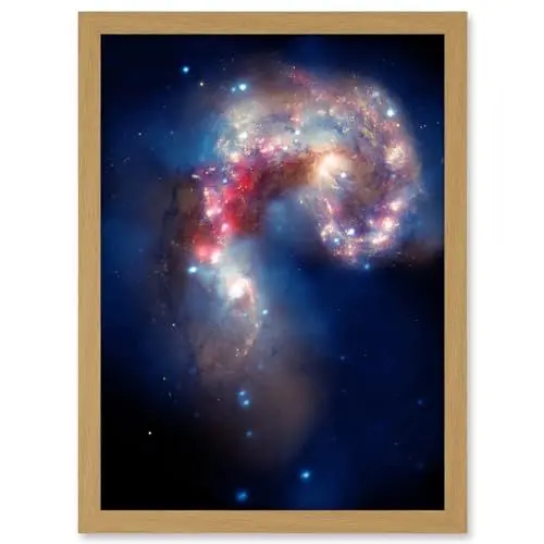 Produktbild: Artery8 Hubble Space Telescope Image Colourful Antennae Galaxies Galactic Spectacle Colliding Pair Mosaic Composite With Chandra X-Ray Observatory Spitzer Artwork Framed Wall Art Print A4