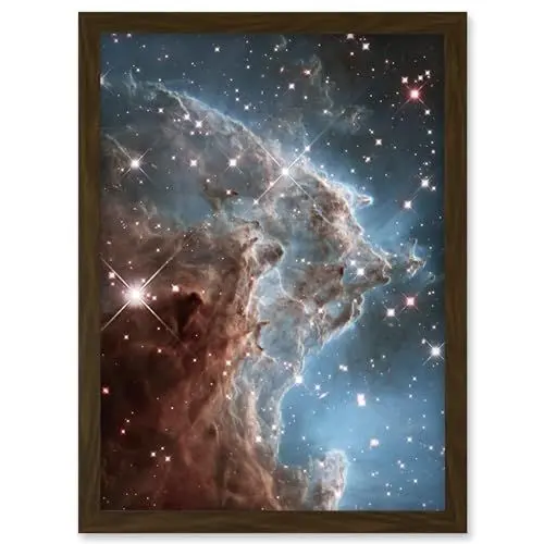 Produktbild: Artery8 Hubble Space Telescope Image NGC 2174 Infrared Light Portrait Starbirth Region Monkey Head Nebula Cosmic Bright Stars Dark Dust Clouds Glowing Gas Artwork Framed Wall Art Print A4
