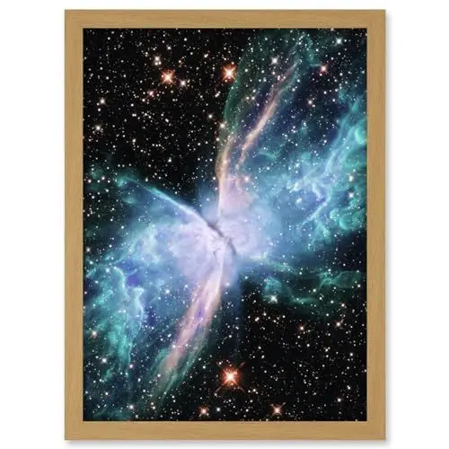 Produktbild: Artery8 Hubble Space Telescope Image NGC 6302 The Butterfly Nebula Luminous Blue Bipolar Planetary Galaxy Wings of Gas Artwork Framed A3 Wall Art Print