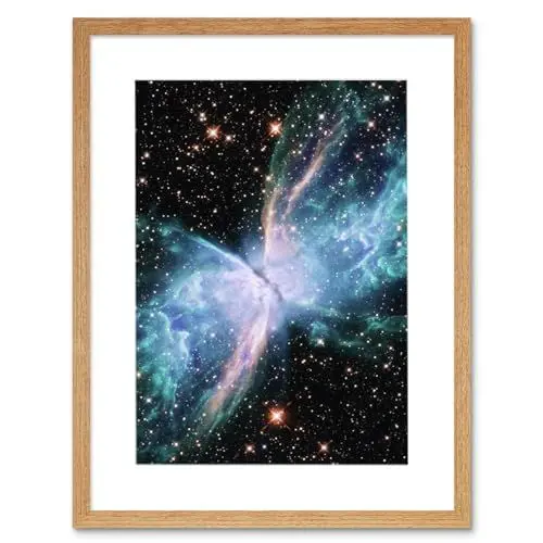 Produktbild: Artery8 Hubble Space Telescope Image NGC 6302 The Butterfly Nebula Luminous Blue Bipolar Planetary Galaxy Wings of Gas Artwork Framed Wall Art Print 12X16 Inch