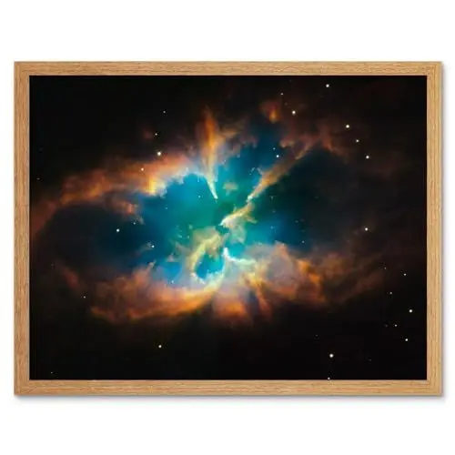 Produktbild: Artery8 Hubble Space Telescope Image Planetary Nebula NGC 2818 Red Green Blue Gas Cloud Glowing Outer Layers Open Star Cluster Art Print Framed Poster Wall Decor 12x16 inch