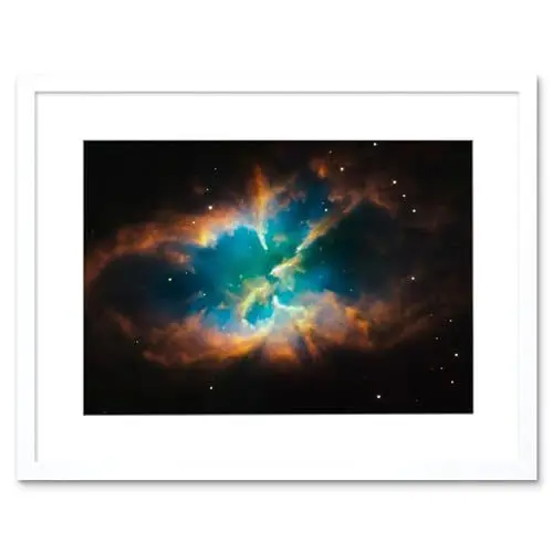 Produktbild: Artery8 Hubble Space Telescope Image Planetary Nebula NGC 2818 Red Green Blue Gas Cloud Glowing Outer Layers Open Star Cluster Artwork Framed Wall Art Print 9X7 Inch