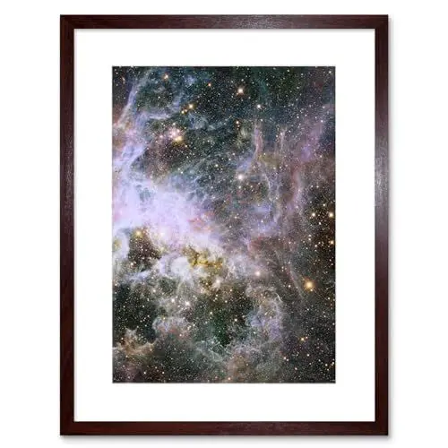 Produktbild: Artery8 Hubble Space Telescope Image Probes Interior Of Tarantula Nebula Near Infrared Deep View 30 Doradus Star Birth Dust Large Magellanic Cloud Artwork Framed Wall Art Print 9X7 Inch