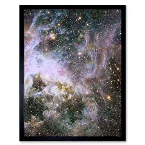 Produktbild: Artery8 Hubble Space Telescope Image Probes Interior of Tarantula Nebula Near Infrared Deep View 30 Doradus Star Birth Dust Large Magellanic Cloud Artwork Framed Wall Art Print 9X7 Inch