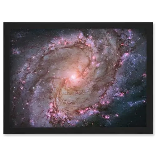 Produktbild: Artery8 Hubble Space Telescope Image Spiral Galaxy M83 Red Blue Purple Star Formation Southern Pinwheel Supernova Remnants and Star Clusters Artwork Framed Wall Art Print A4