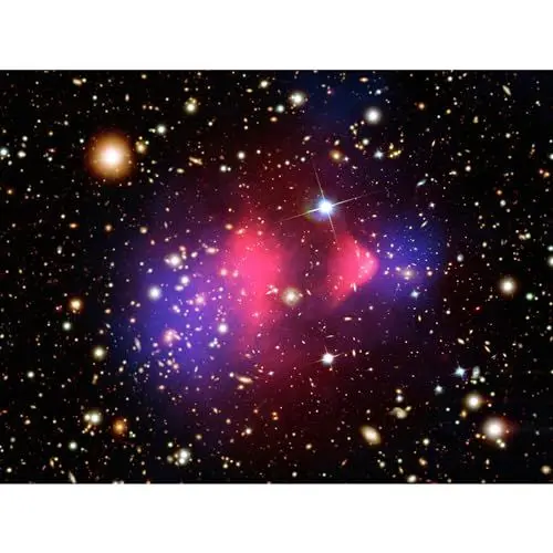 Produktbild: Artery8 Hubble Space Telescope Image Visible-Light X-Ray Composite Image Galaxy Cluster 1E 0657-556 Created Dark Matter Clumps Blue and Pink Gas Emissions Large Wall Art Poster Print 18X24 Inch