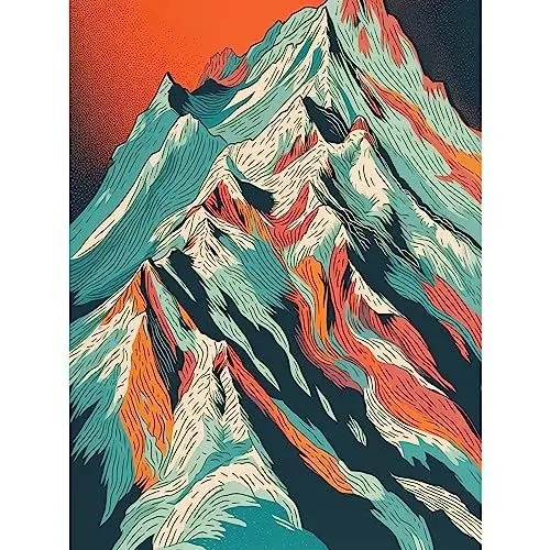 Produktbild: Artery8 Mont Blanc Mountain Peak Linocut Illustration Extra Large XL Wall Art Poster Print