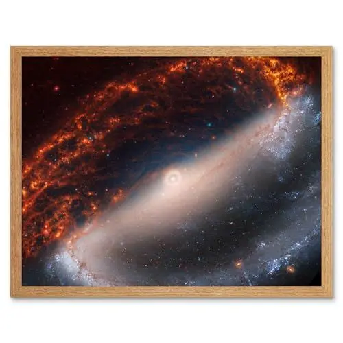 Produktbild: Artery8 NASA Hubble James Webb Telescope View of Spiral Galaxy NGC 1300 Living Room Art Print Framed Poster Wall Decor 12x16 inch