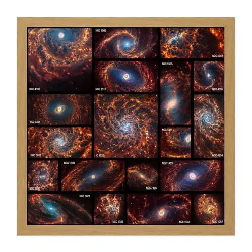Produktbild: Artery8 NASA James Webb Telescope 19 Face-On Spiral Galaxies Collection Living Room Square Framed Art Print Picture 16X16 Inch