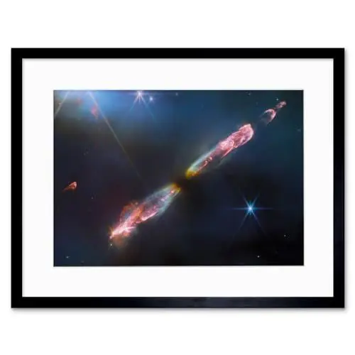 Produktbild: Artery8 NASA James Webb Telescope Infrared Image Supersonic Outflow of Young Star Space Bipolar Jet from Central Protostar Herbig-HARO 211 Stellar Birth Artwork Framed Wall Art Print 9X7 Inch