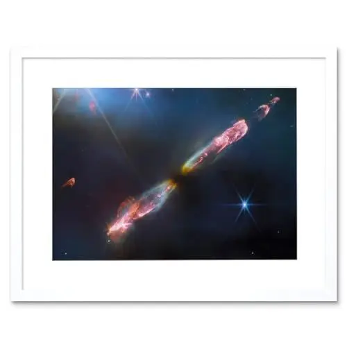 Produktbild: Artery8 NASA James Webb Telescope Infrared Image Supersonic Outflow of Young Star Space Bipolar Jet from Central Protostar Herbig-Haro 211 Stellar Birth Artwork Framed Wall Art Print 12X16 Inch