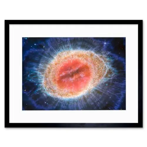 Produktbild: Artery8 NASA James Webb Telescope Miri Image of The Ring Nebula Planetary Messier 57 Intricate Details of a Dying Star Formation Celestial Doughnut in Space Artwork Framed Wall Art Print 9X7 Inch