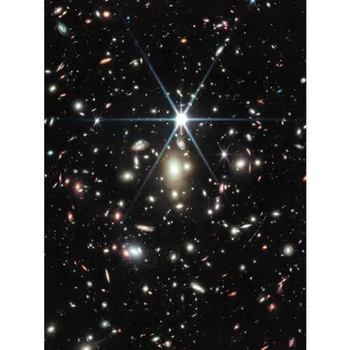 Produktbild: Artery8 NASA James Webb Telescope NIRCam Space Image of Galaxy Cluster including Sunrise Arc and Earendel the Furthest Star Ever Detected Premium Wall Art Canvas Print 18X24 Inch