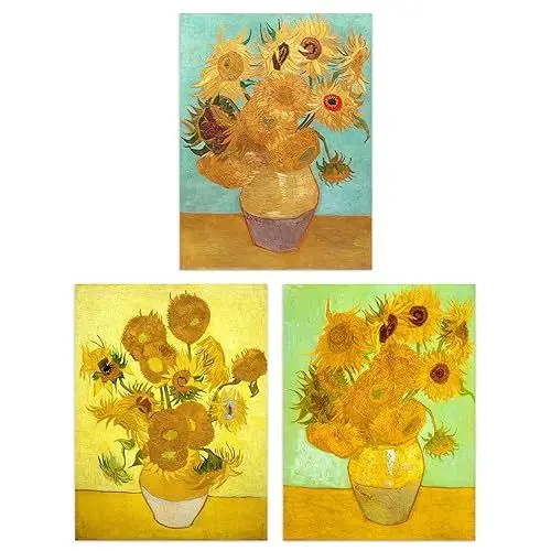 Produktbild: Artery8 Pack of 3 Vincent Van Gogh Sunflowers Collection Paintings Unframed Wall Art Living Room Prints Set