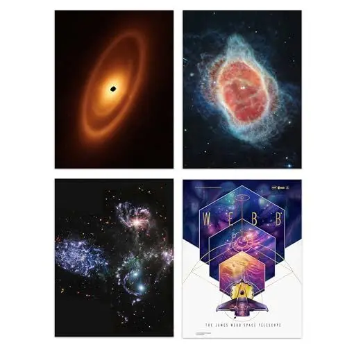 Produktbild: Artery8 Pack of 4 NASA James Webb Space Telescope Images Fomalhaut Southern Ring Nebula Stephan's Quintet Galaxies Unframed 12X16 Inch Wall Art Living Room Prints Set