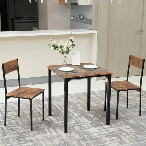 Produktbild: ARTETHYS 3-teilig Essgruppe mit 2 Stühlen Küchentisch Esstisch Set Esszimmertisch Esszimmergruppe