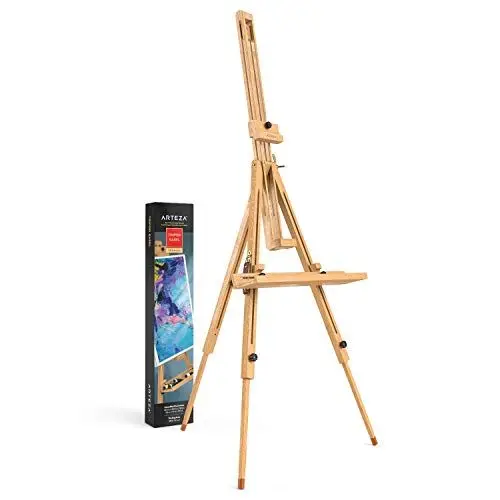 Produktbild: Arteza Staffelei, 95 x 100 x 198,8 cm, Holz-Ständer für Leinwände, Holzstaffelei mit verstellbarer Halterung, Stahlbeschlägen, zum Malen & Präsentieren von Kunstwerken