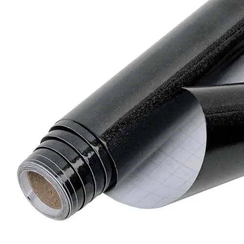 Produktbild: Arthome Klebefolie Möbel Glanz Schwarz 40cmx6m Selbstklebende Tapete, Glitzer Abziehen und Aufkleben Wasserdichtes PVC Vinyl möbelfolie papier, Klebefolien für Möbel Arbeitsplatte Küche Dekorfolie