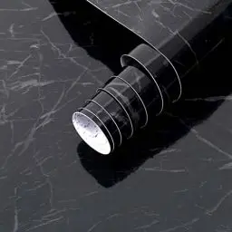 Produktbild: Arthome Schwarz Klebefolie Marmor Folie 44cmx6m Abziehen und Aufkleben Tapete Selbstklebende Vinyl Dekorative Folie für Möbel Schreibtisch, Küche Arbeitsplatte, Regal Liner Cover Oberflächen